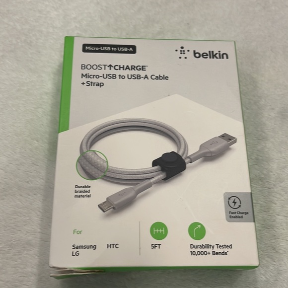 Belkin Boost Up 5 Ft Charge 8 Pins To USB-A Cable & Strap for Samsung LG - Picture 4 of 6